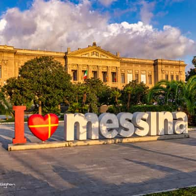 I love Messina, town Hall, Messina, Sicily, Italy