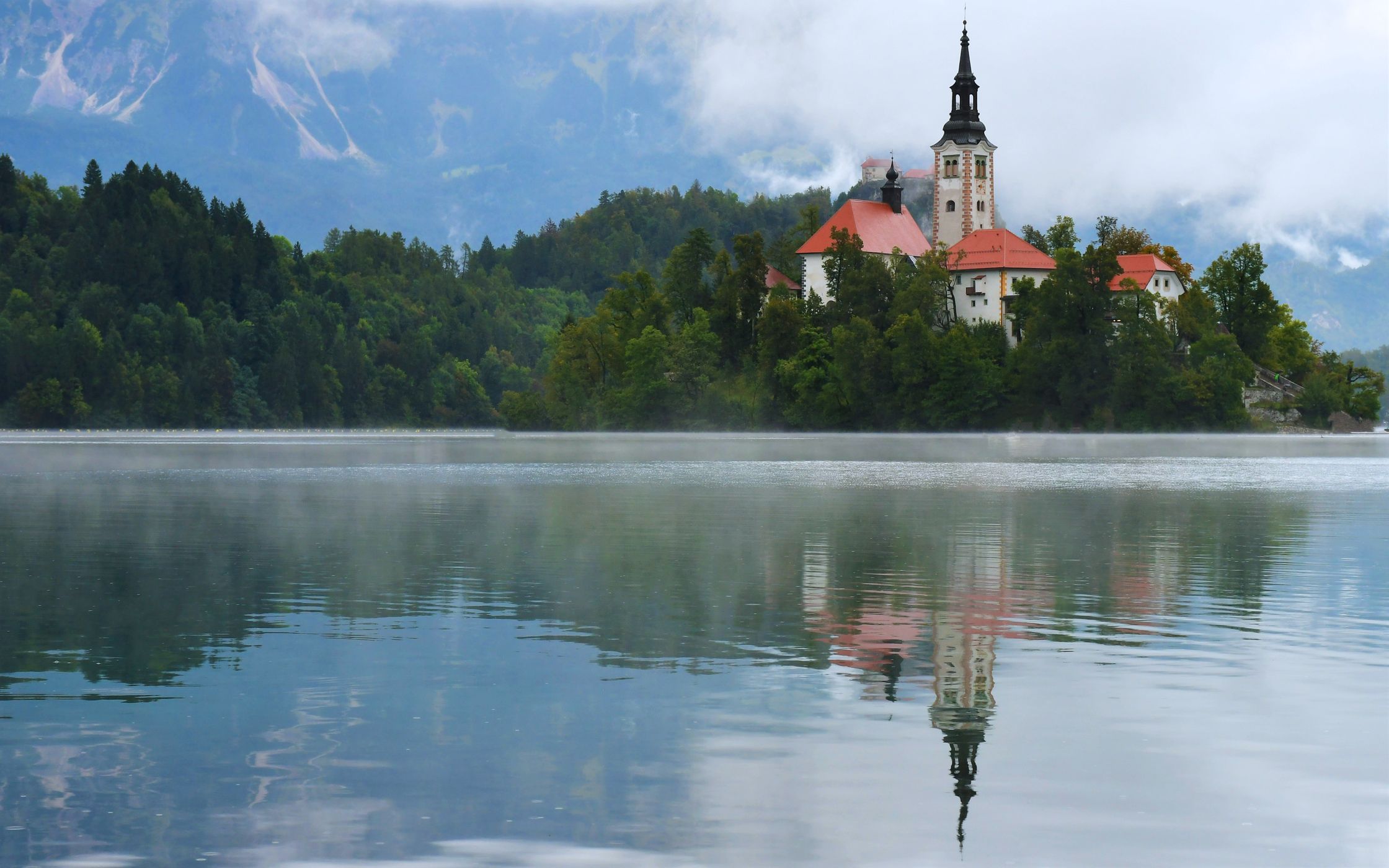 Lake Bled - Wooden Jetty - Rock covered with coins, Slovenia