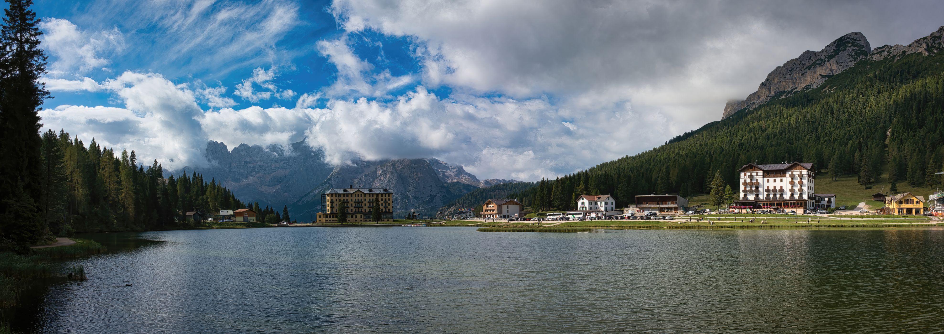 Hotel at Lake Misurina, Dolomites, Italy