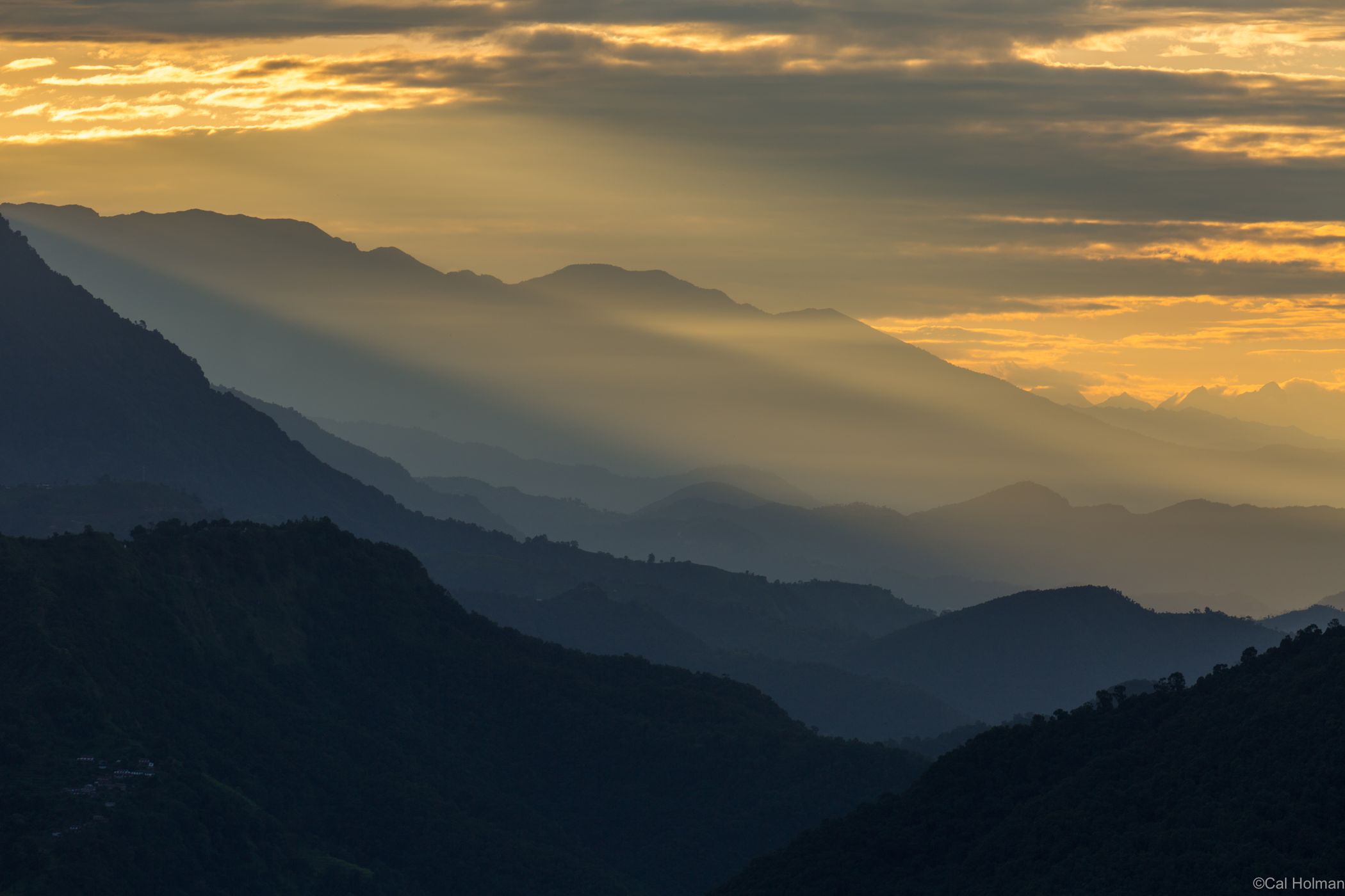 Long focus view from Sarankot to Annapurna, Nepal