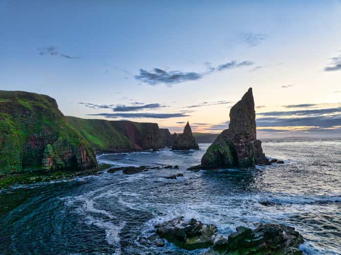 looking north Duncansby Head sea Stacks, Scotland, UK