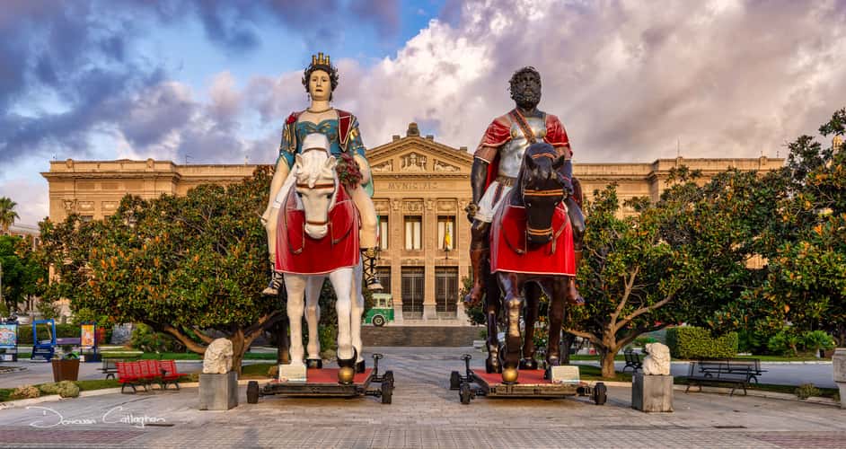 Mata & Grifone statues, Town Hall , Messina, Sicily
