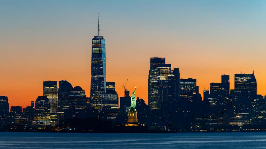 New York city at dawn