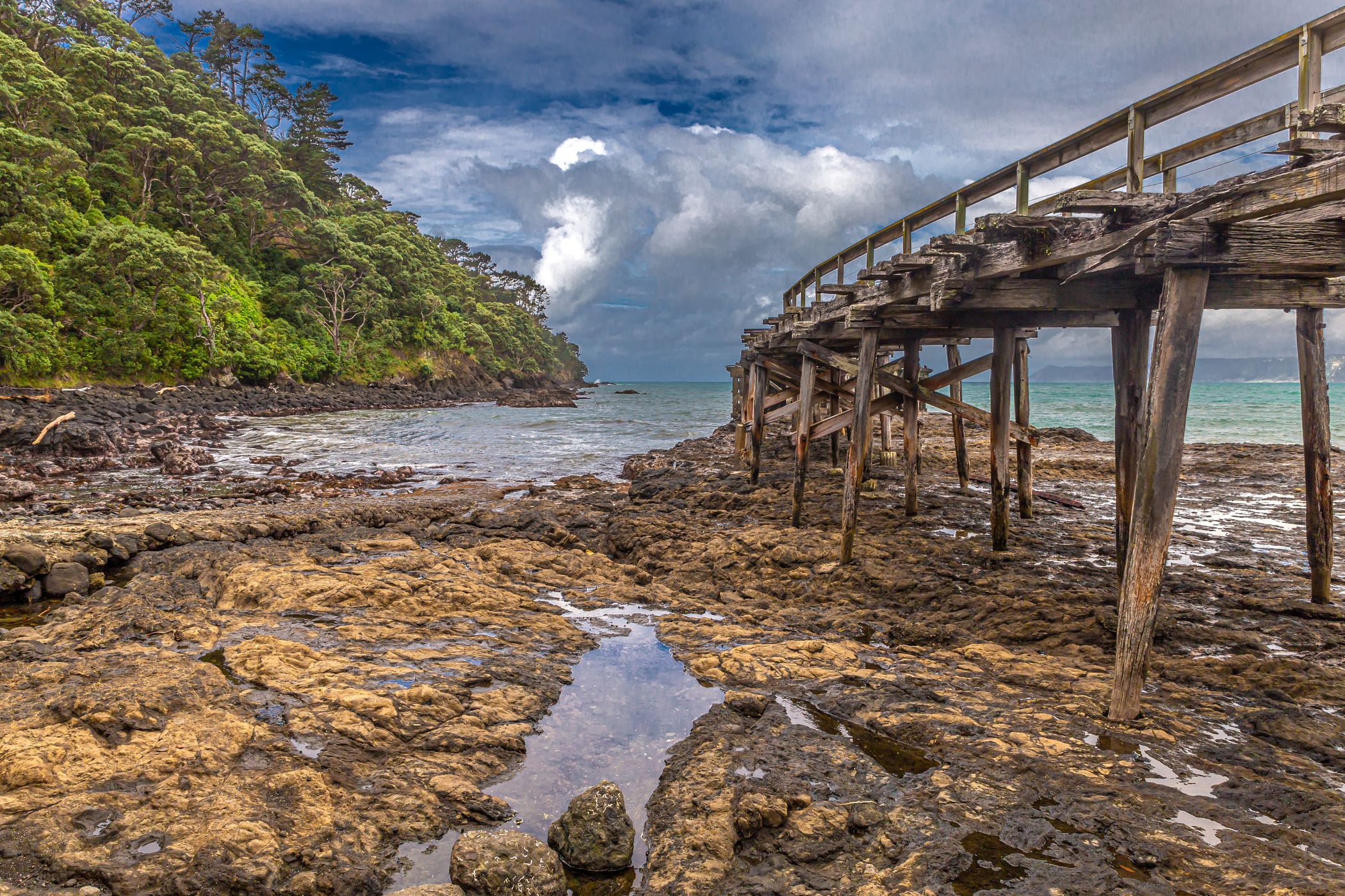 old pier in Hicks Bay, New Zealand