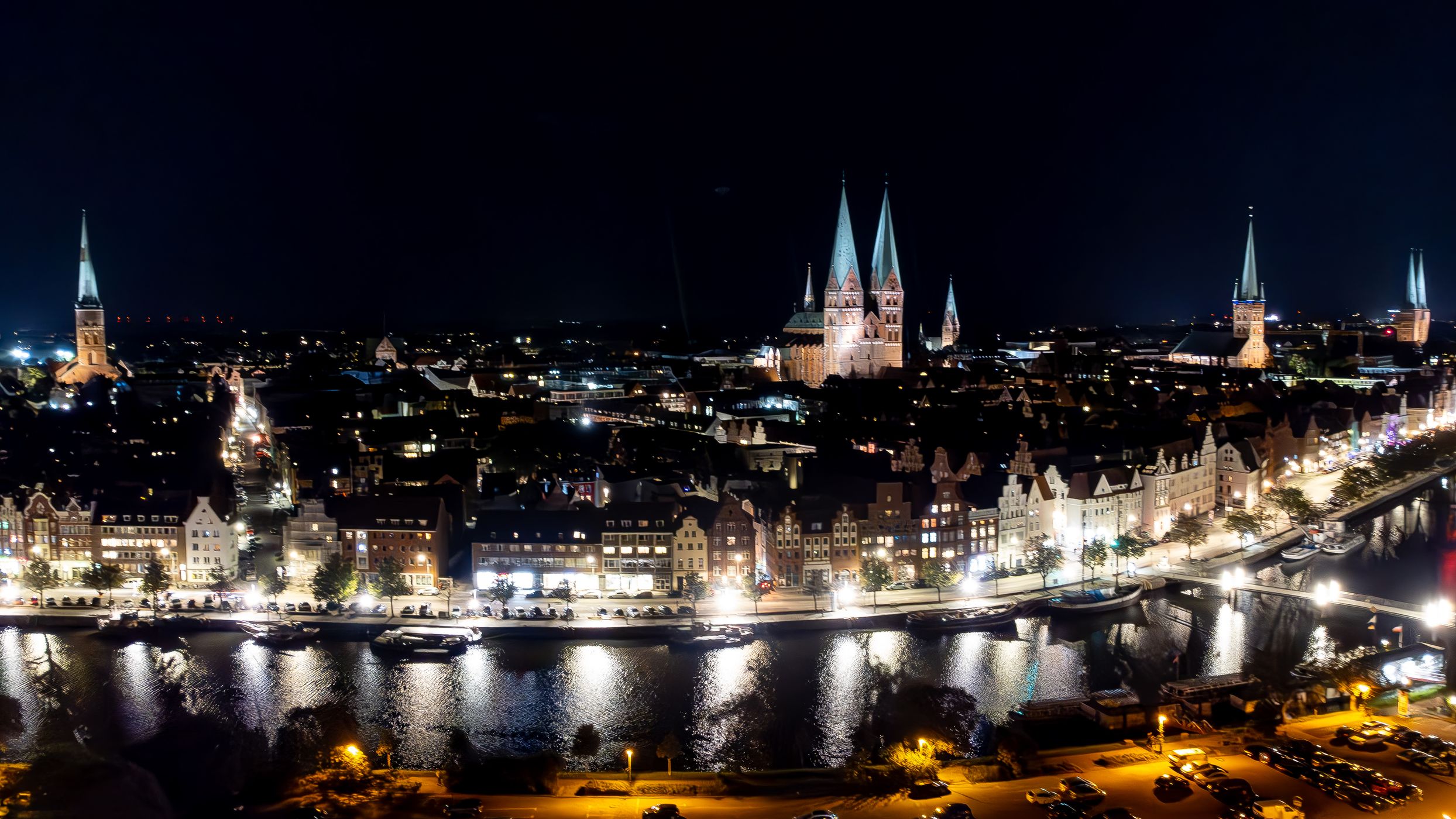 Old Town of Lübeck seen from the west, Germany