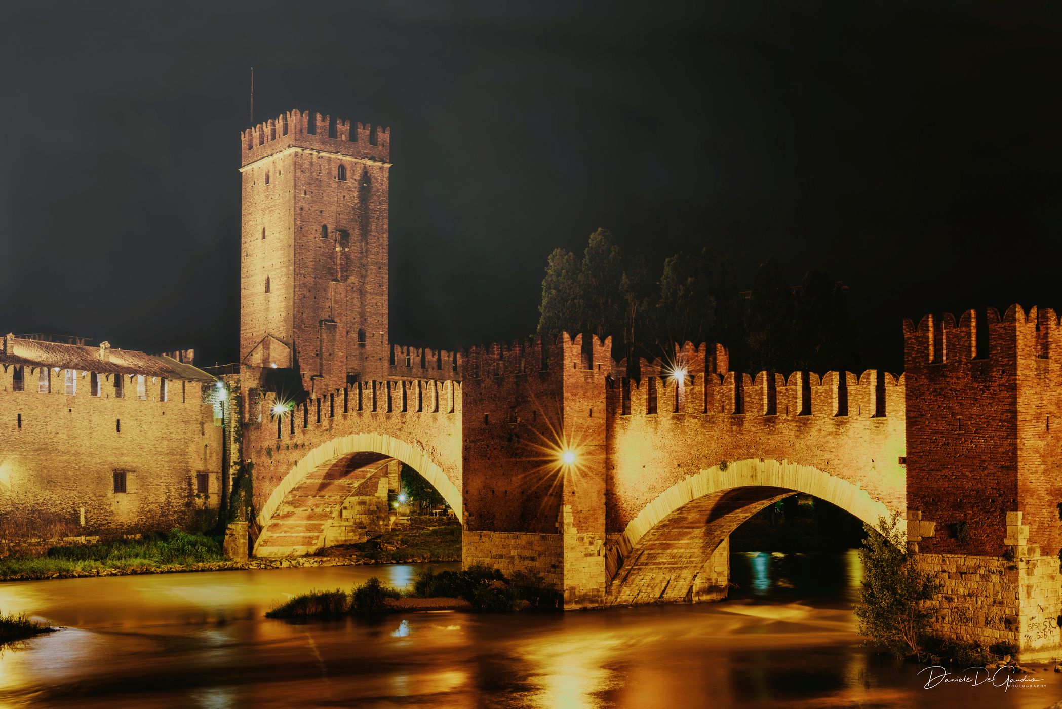 The Castel Vecchio Bridge blue hour Verona, Italy