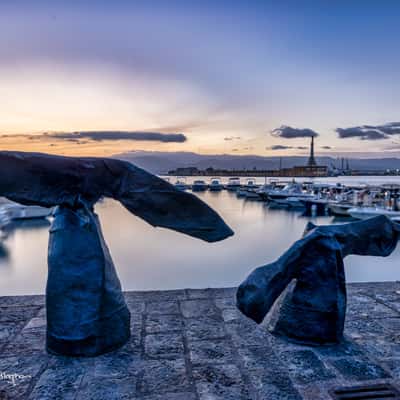 Whale Tale statue, Messina, Sicily, Italy