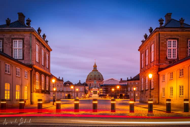Amalienborg and Frederik's Church in Copenhagen, Denmark