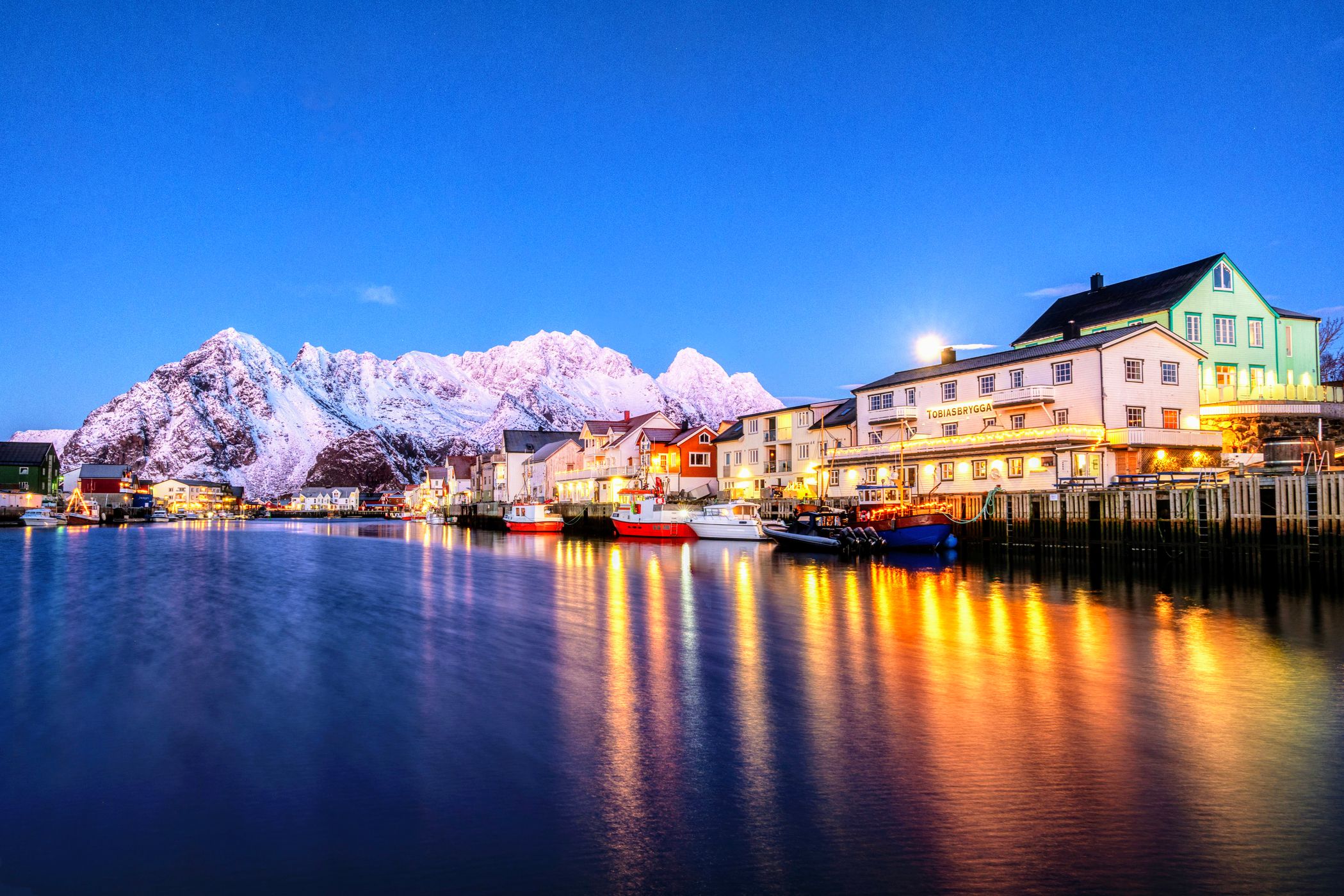 Classic harbour view of Henningsvær, Norway