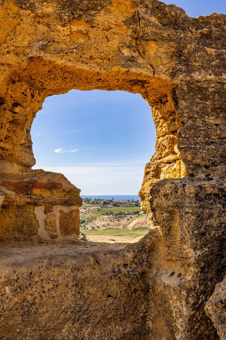 Hole in the wall Valley of the Temples, Agrigento, Sicily, Italy