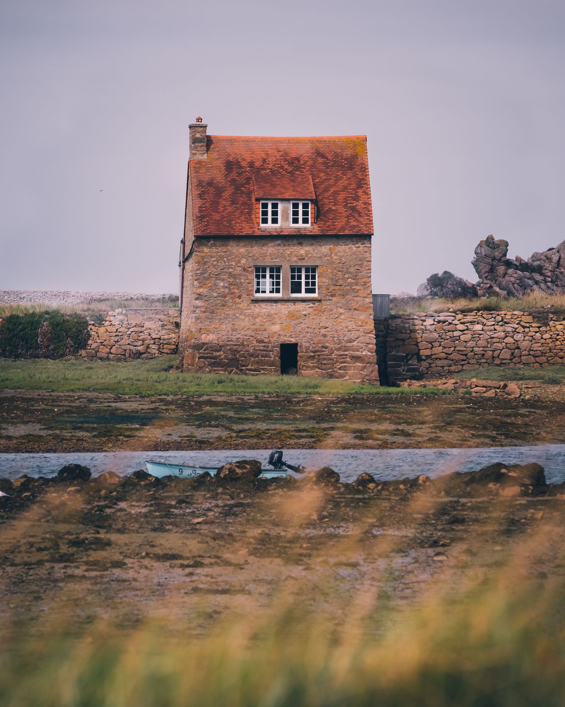 Old tide mill, Port of Buguélès, Brittany, France