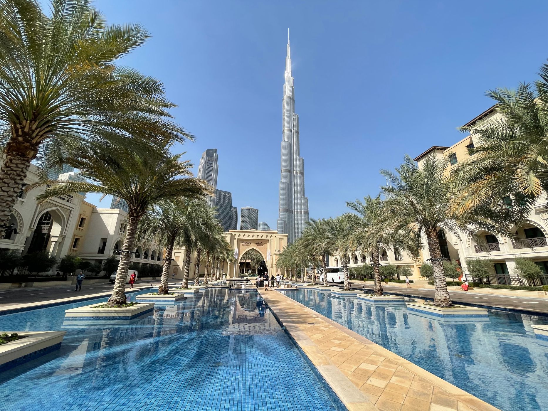 Palace Pool with Burj Khalifa, Dubai, United Arab Emirates