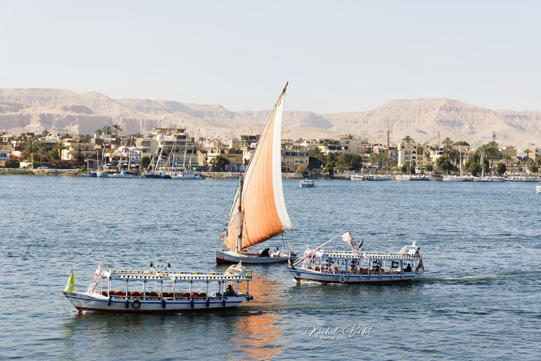 The Nile in Luxor from East embankment, Egypt
