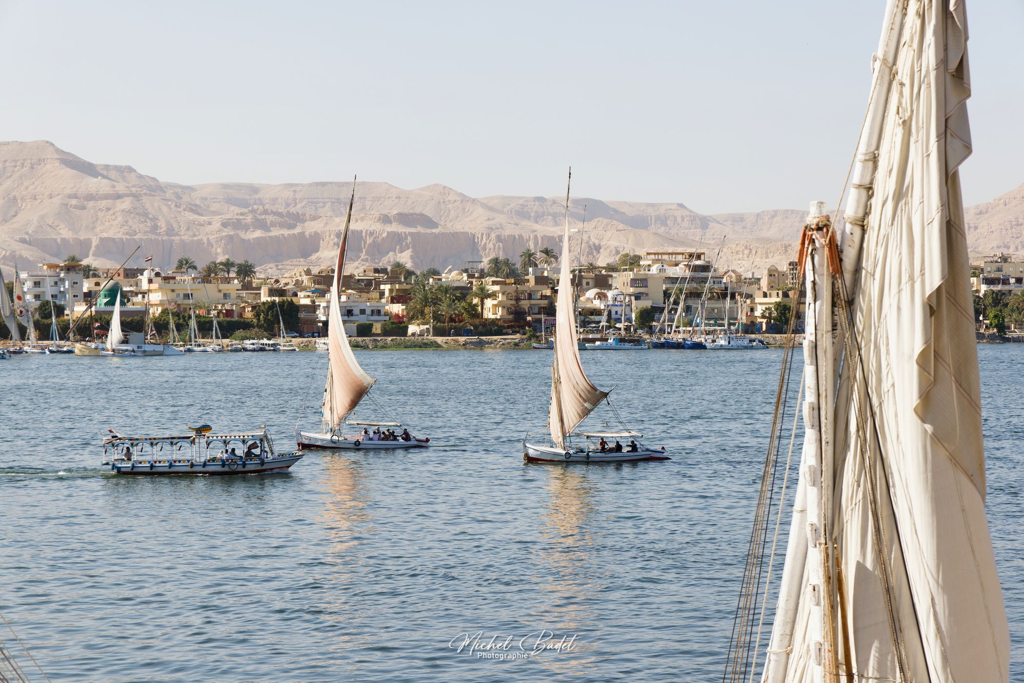 The Nile in Luxor from East embankment, Egypt