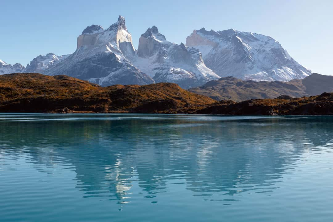 Lago Pehoe on the ferry to camp Refugio, Torres del Paine