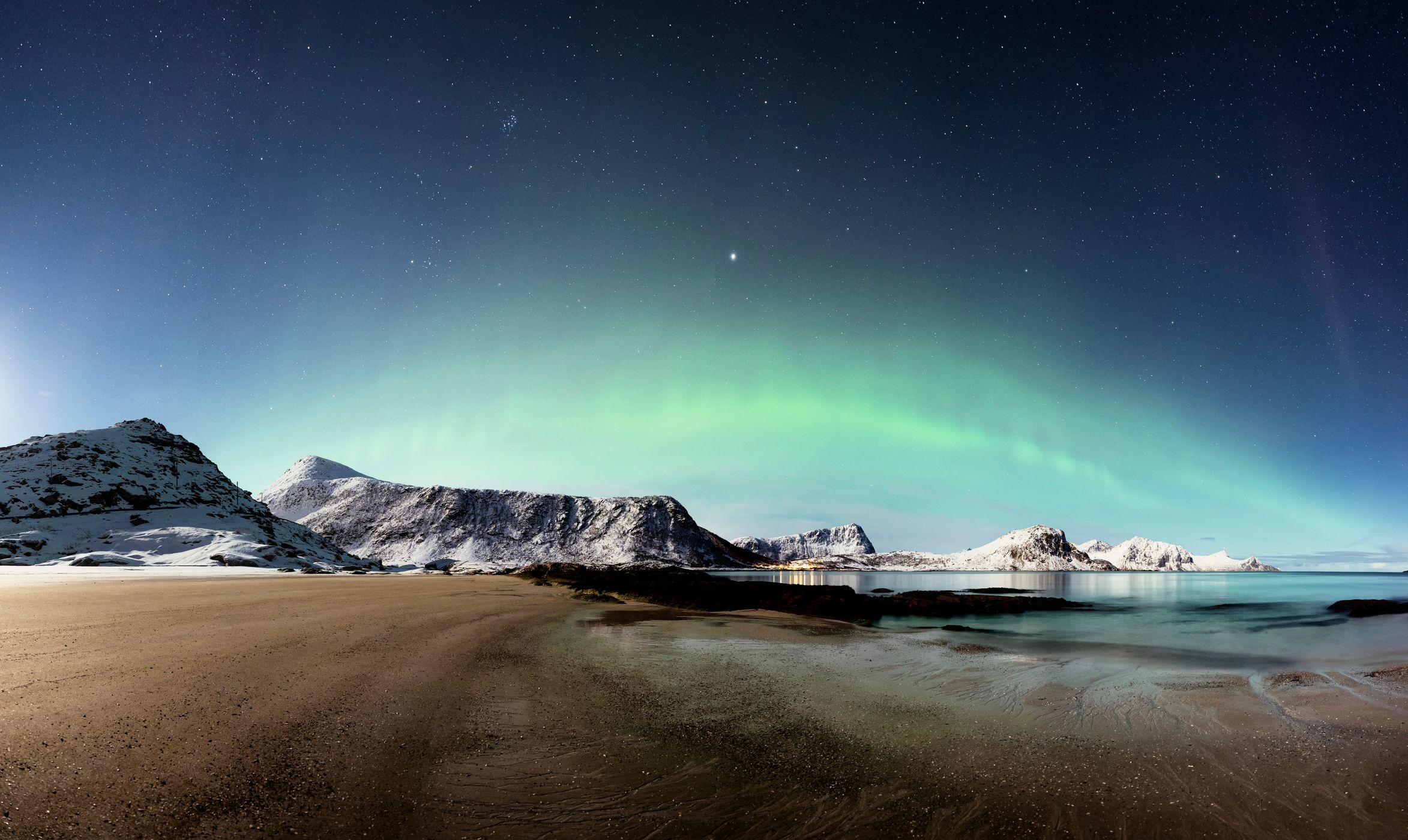 Aurora Borealis at Vik beach, Norway
