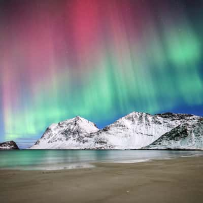 Aurora Borealis at Vik beach, Norway