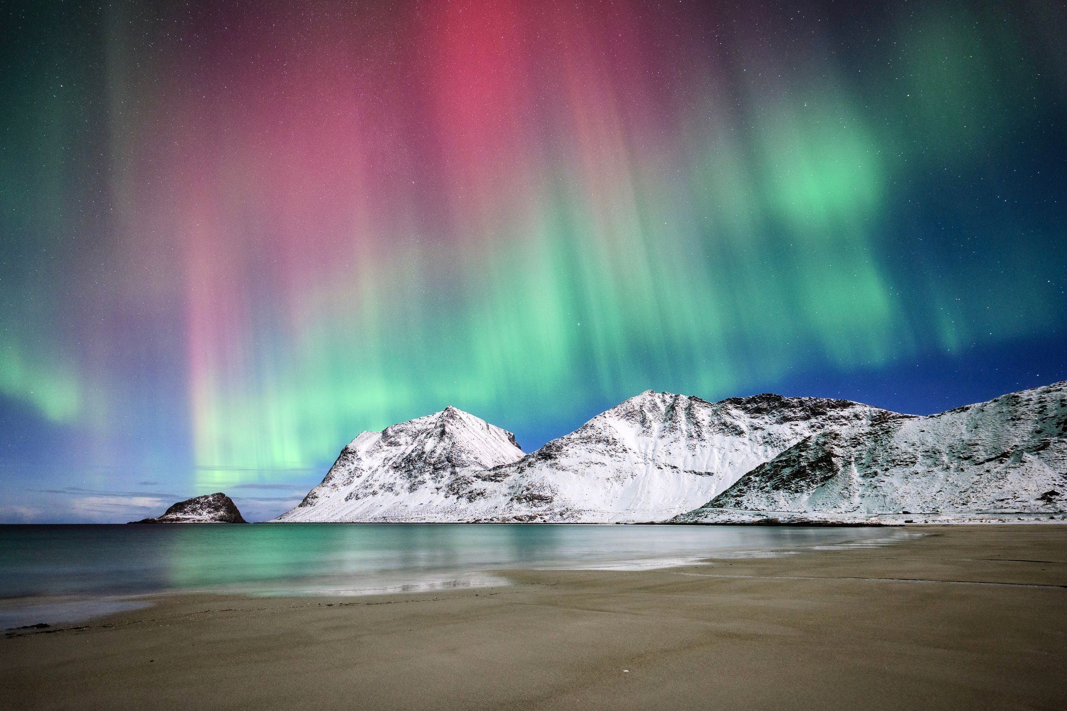 Aurora Borealis at Vik beach, Norway
