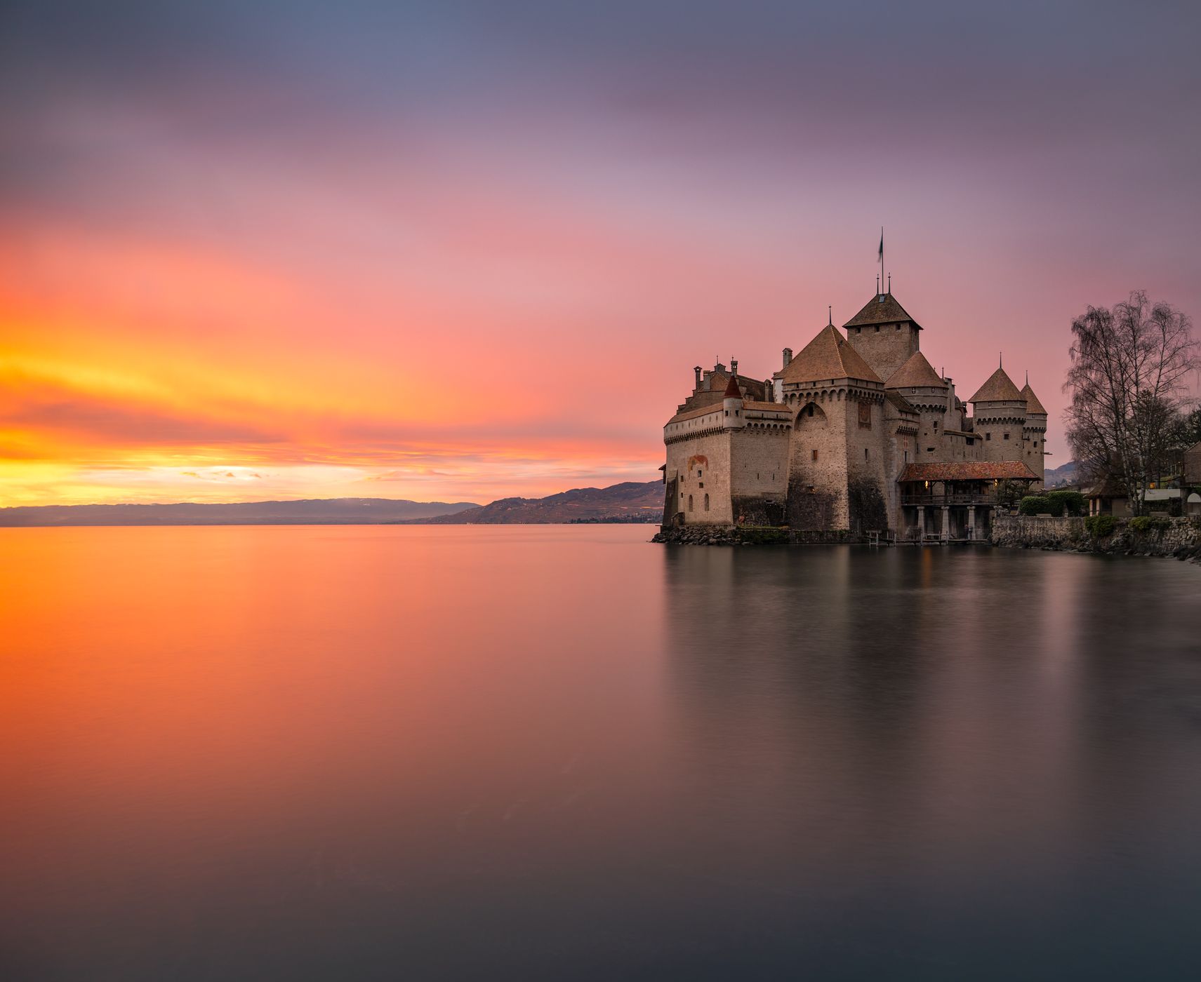Chillon Castle at Lake Geneva, Switzerland