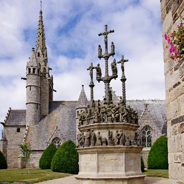 church and calvary in Plougonven, France