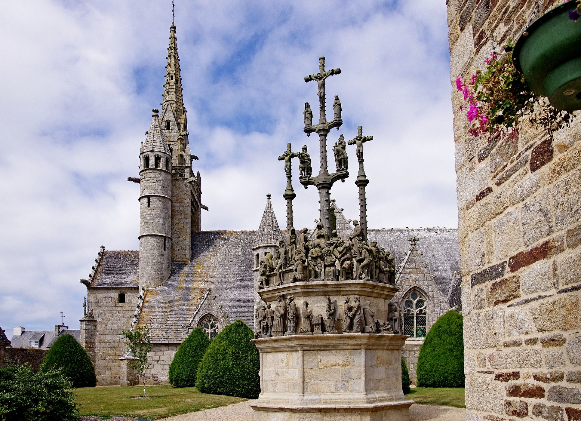 church and calvary in Plougonven, France