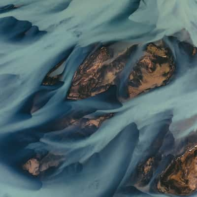 Glacier river veins near Selfoss, South Iceland, Iceland