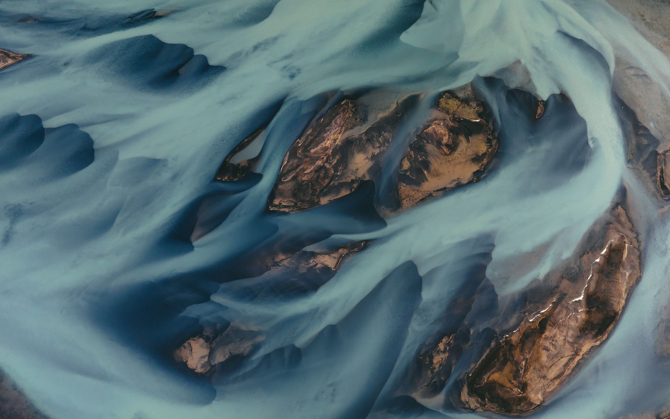 Glacier river veins near Selfoss, South Iceland, Iceland