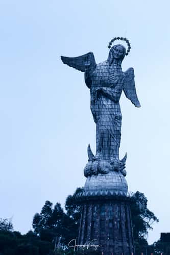 Hilltop statue of a winged Virgin Mary Quito