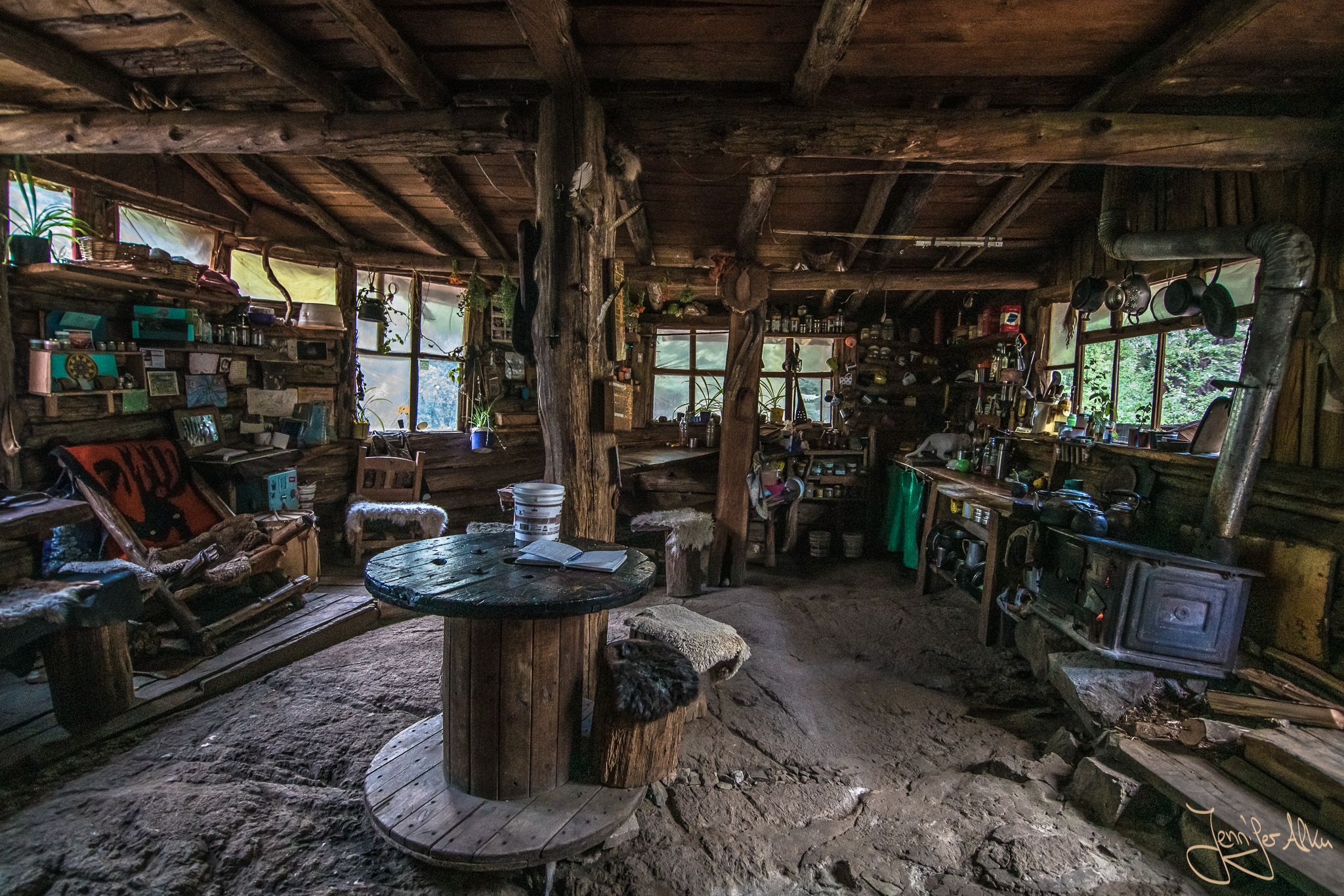 Interior view of Refugio LA TRONCONADA, El Bolson, Argentina