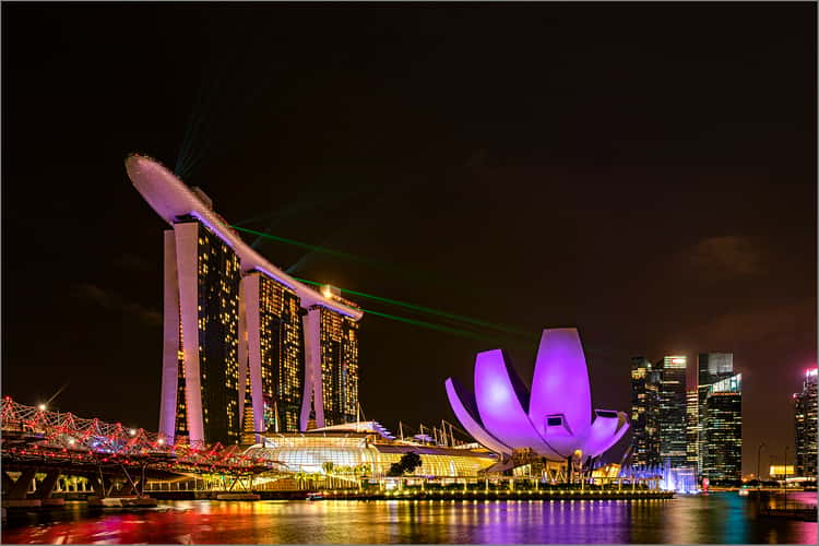 Side View of the Marina Bay Sands and Helix Bridge