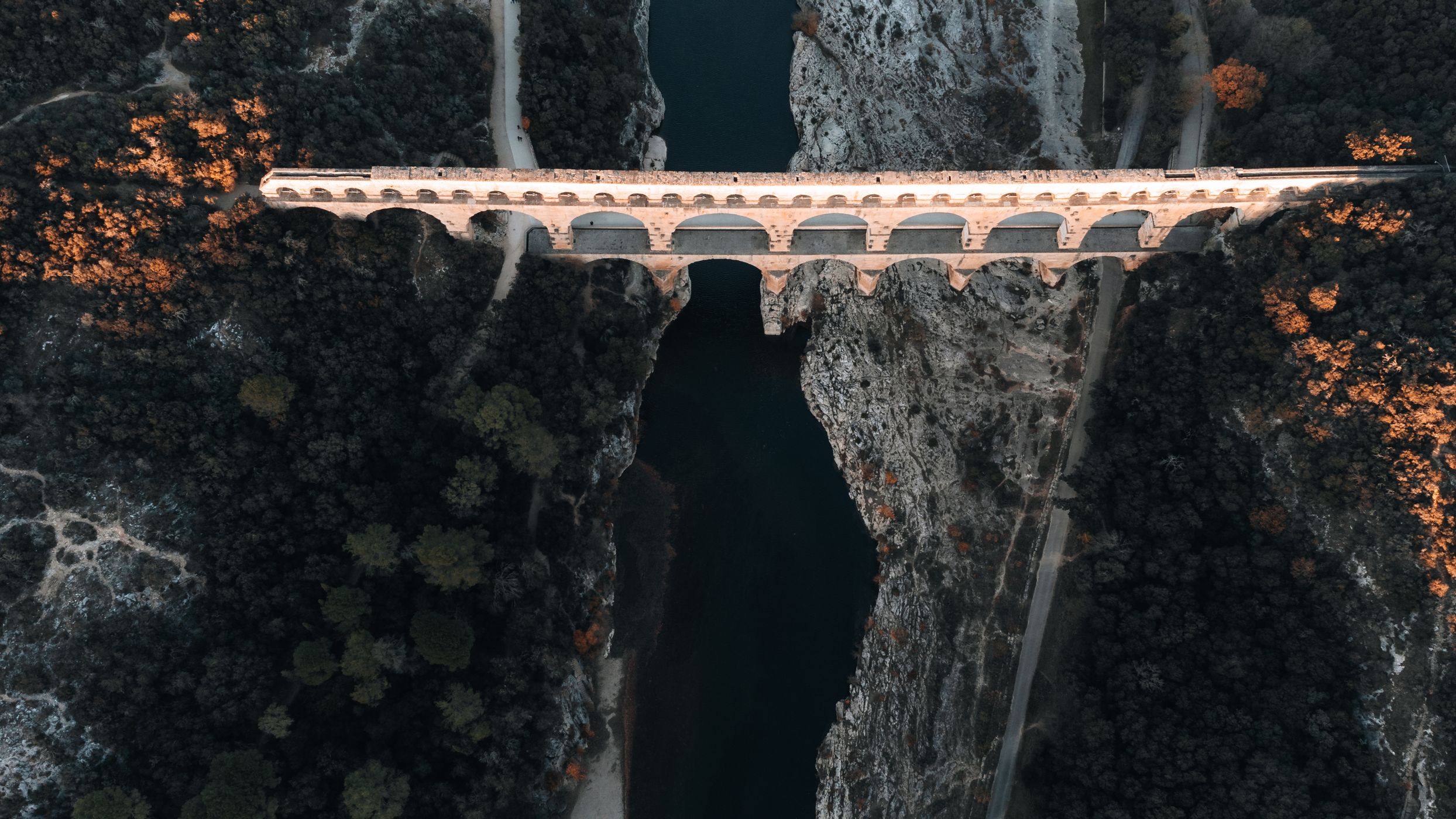 Arial view of Pont du Gard, France