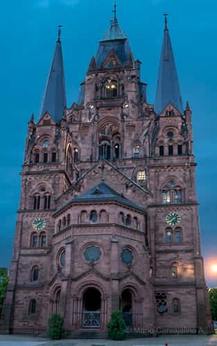 Red Church in blue hour