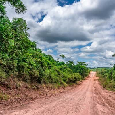 Red ground road to Provincial Teyú Cuaré Park, Argentina