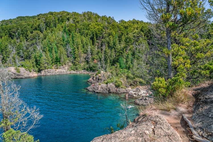 Rocky beach on Lake Nahuel Huapi near Bariloche