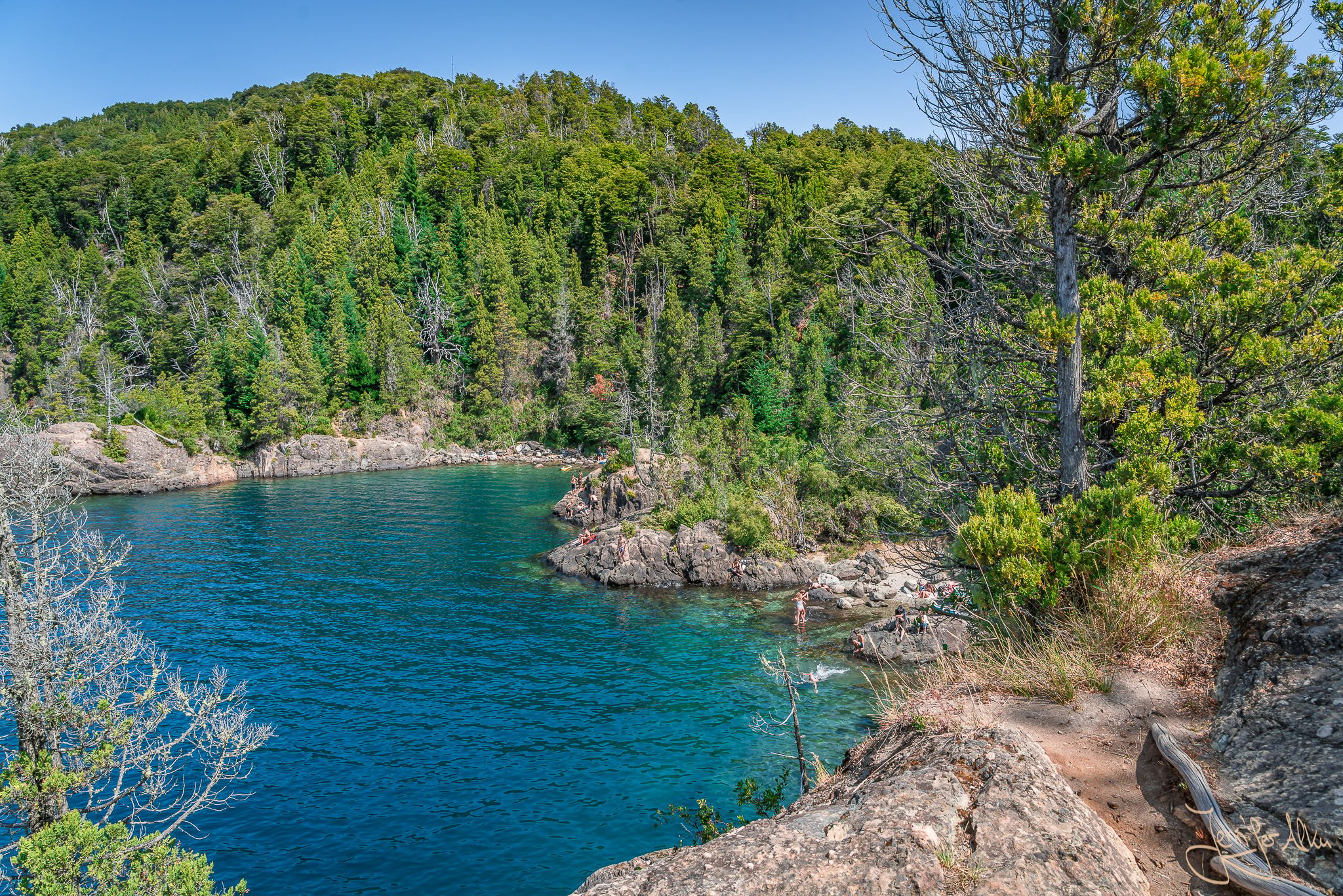 Rocky beach on Lake Nahuel Huapi near Bariloche, Argentina
