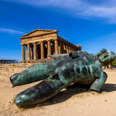 Statue of Icarus, Valley of the temples, Agrigento, Sicily, Italy