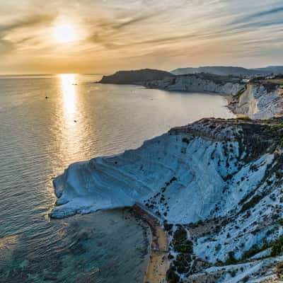 sunset,  Stair of the Turks, Agrigento, Sicily, Italy