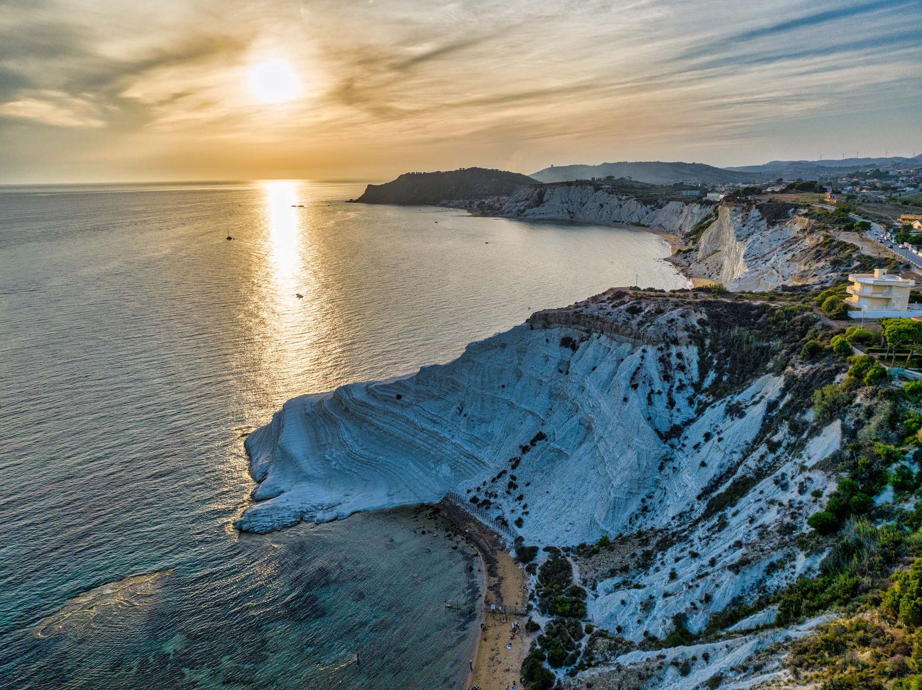 sunset,  Stair of the Turks, Agrigento, Sicily, Italy