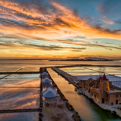 Windmill at Salt Pans, Marsala, Sicily, Italy