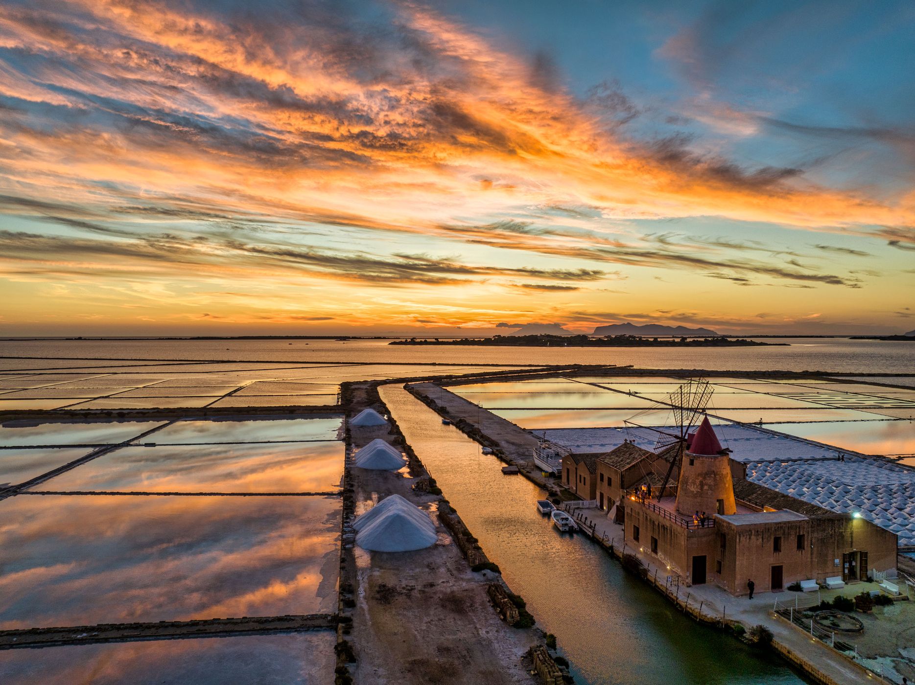 Windmill at Salt Pans, Marsala, Sicily, Italy