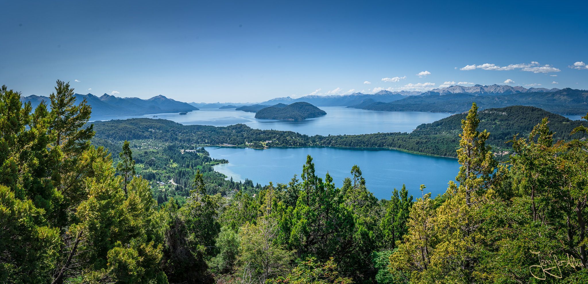 View of of the lakes & mountains at Bariloche, Argentina