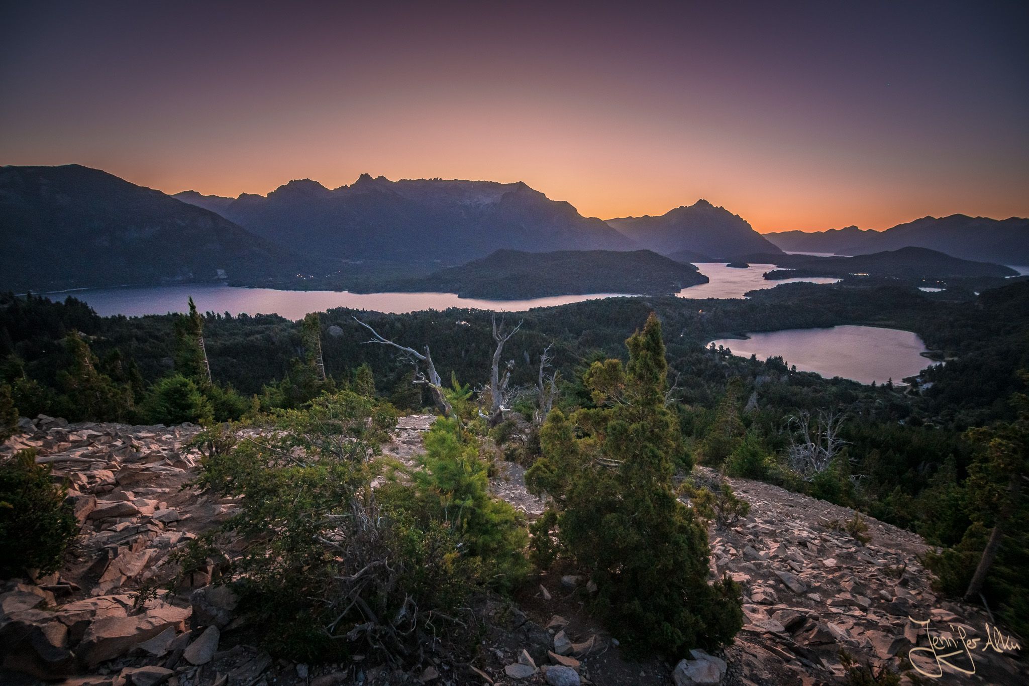 View of of the lakes & mountains at Bariloche, Argentina