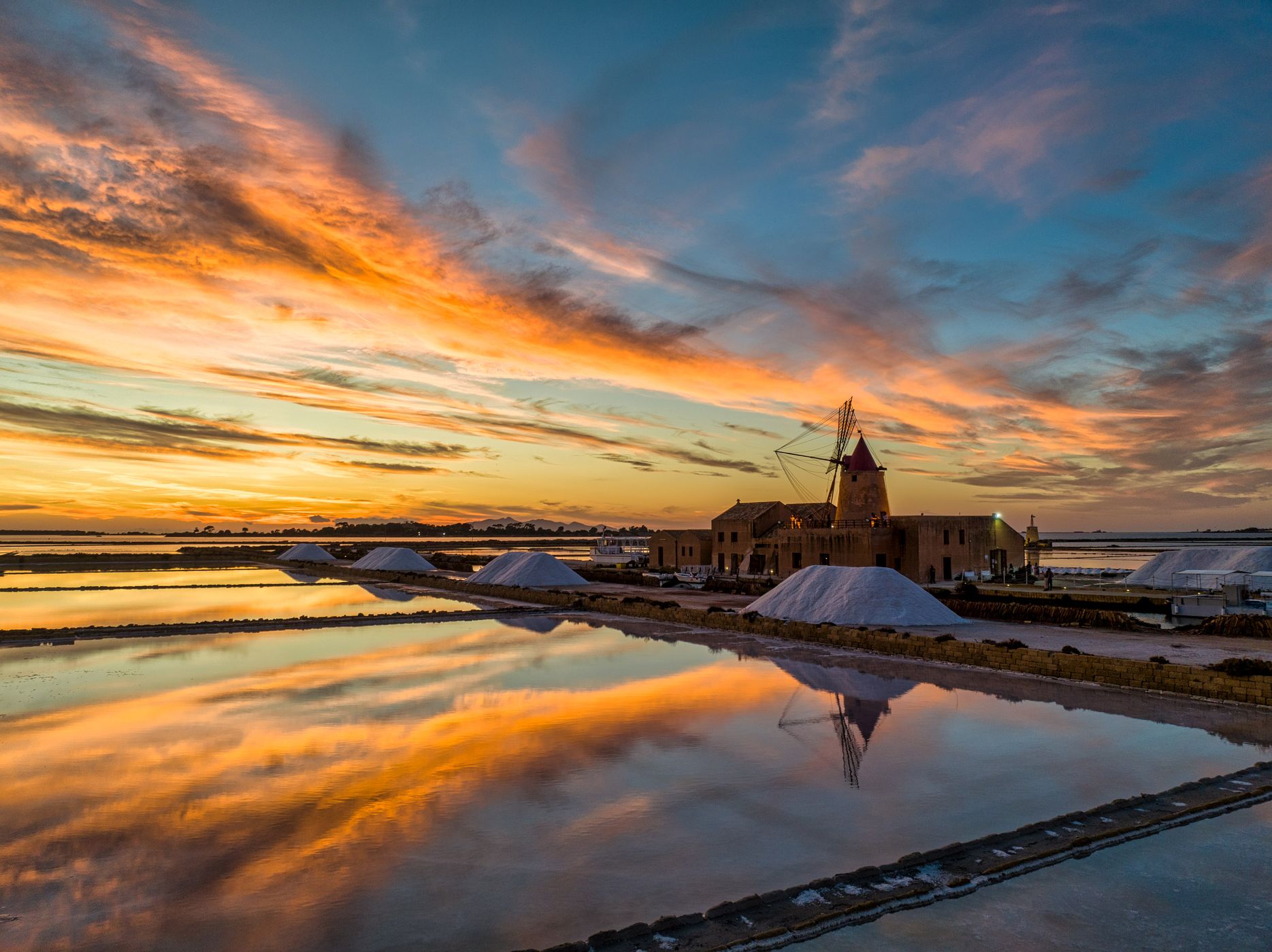 Windmill at Salt Pans, Marsala, Sicily, Italy
