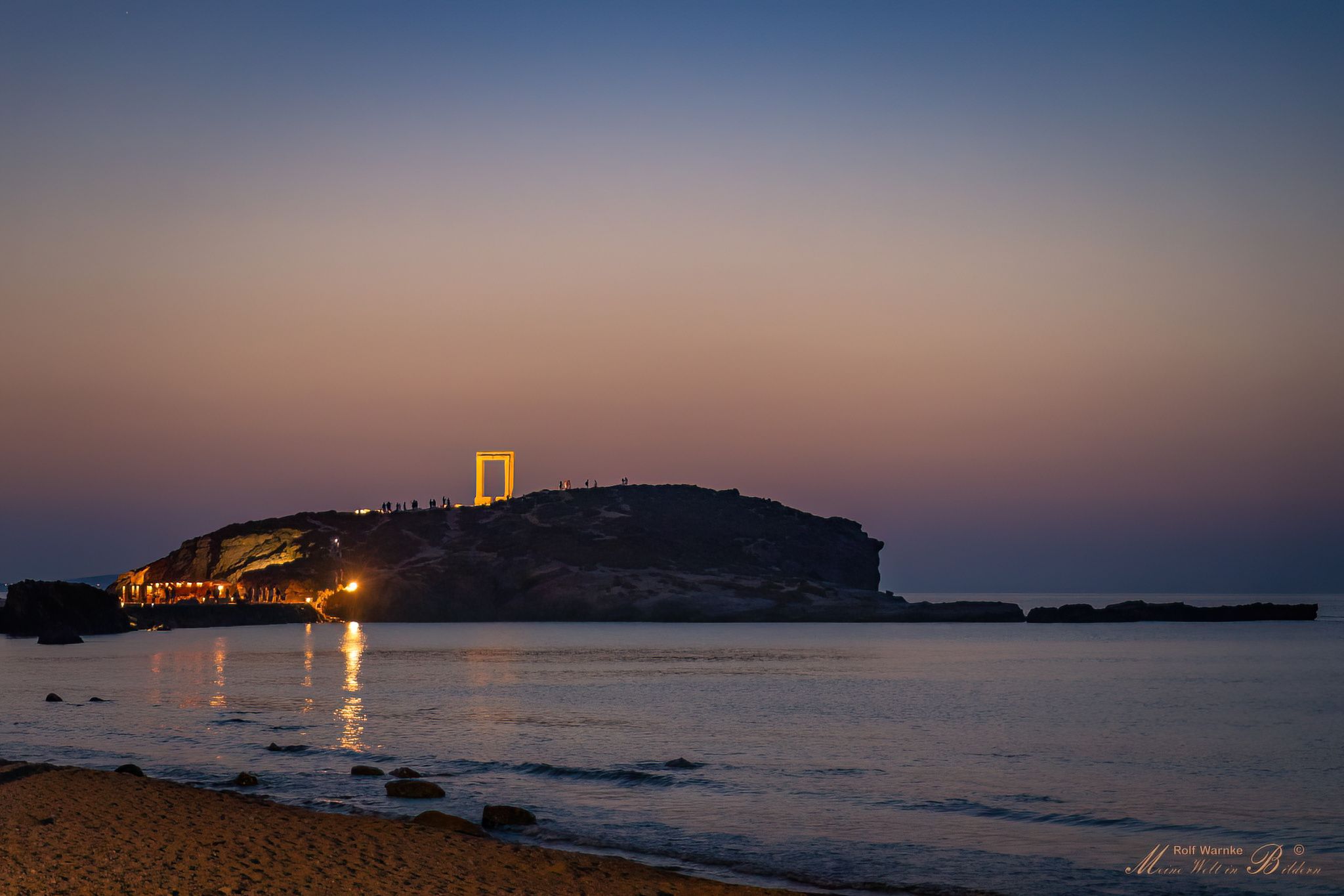 Beach with view to the temple of Apollo, Greece