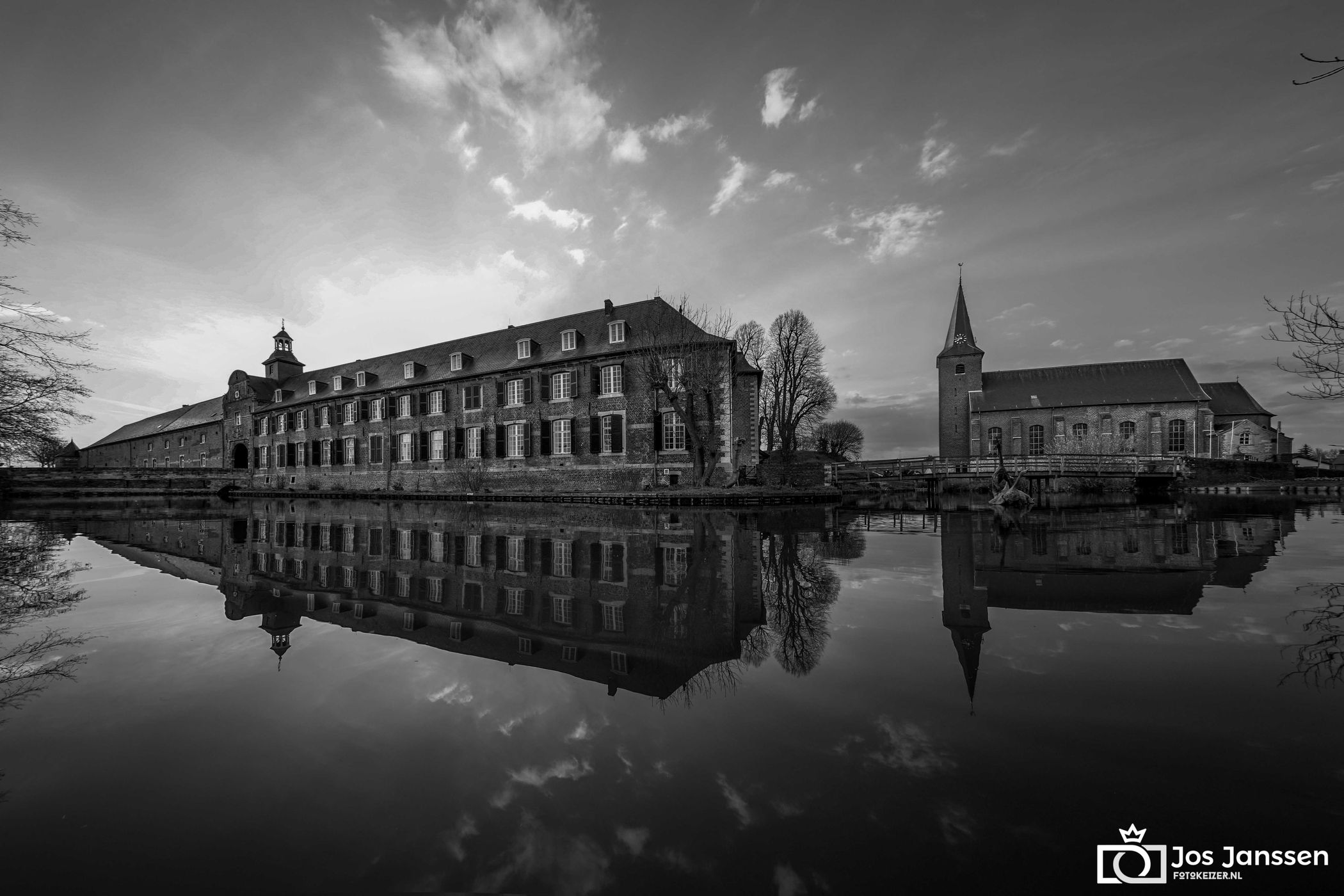 Castle and church in Wijnandsrade, Netherlands