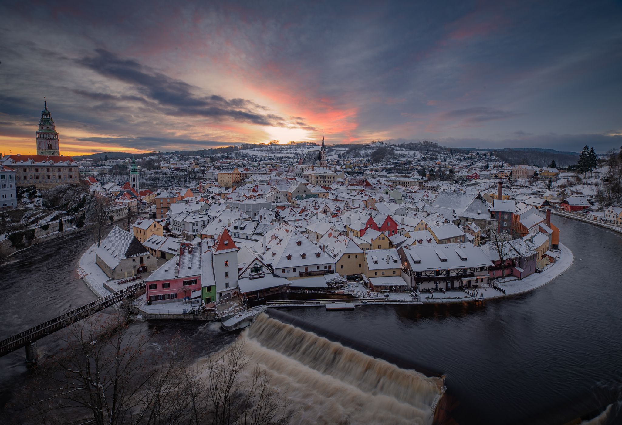 View from State Castle and Chateau Český Krumlov, Czech Republic
