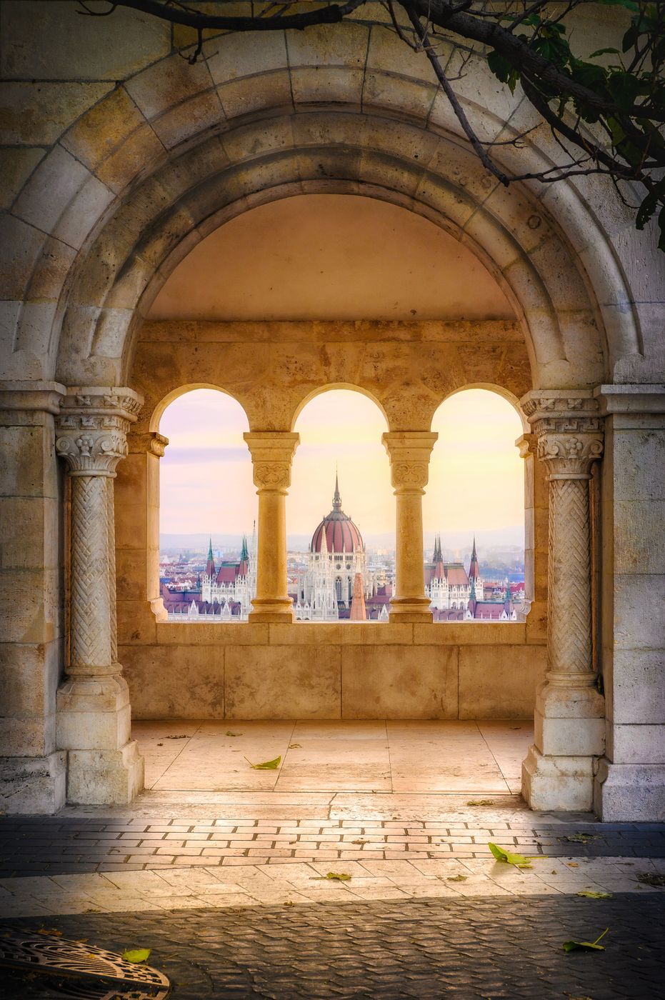 Hungarian Parliament from Fishermens Bastion, Hungary