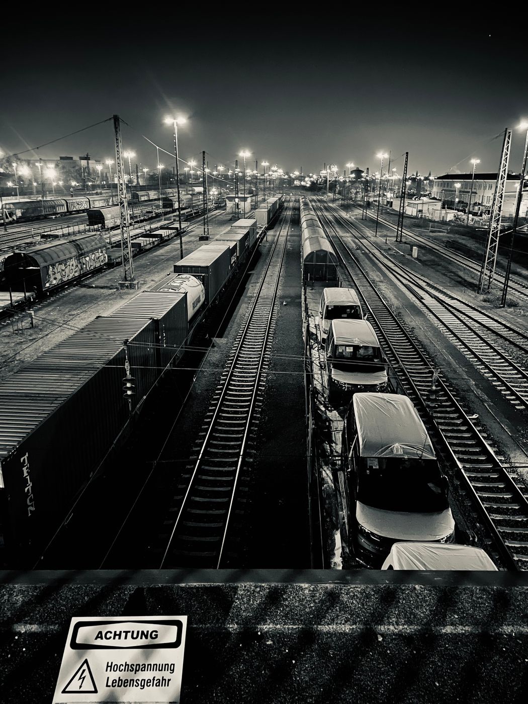 Bridge View of Freight Train Station, Mannheim, Germany