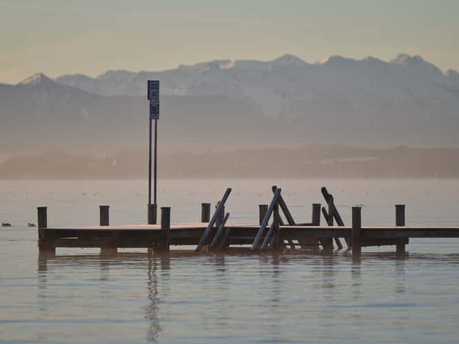 Wooden walkway at Lake Starnberg