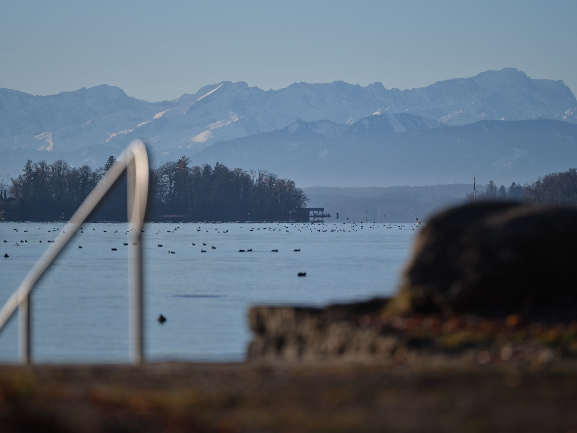 Wooden walkway at Lake Starnberg, Germany